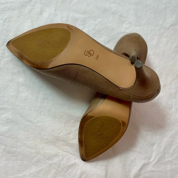 Joan & David Taupe Leather Pumps - Picture 5 of 10